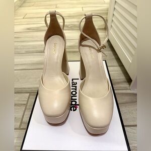 Larroude Cream Platform Heels
